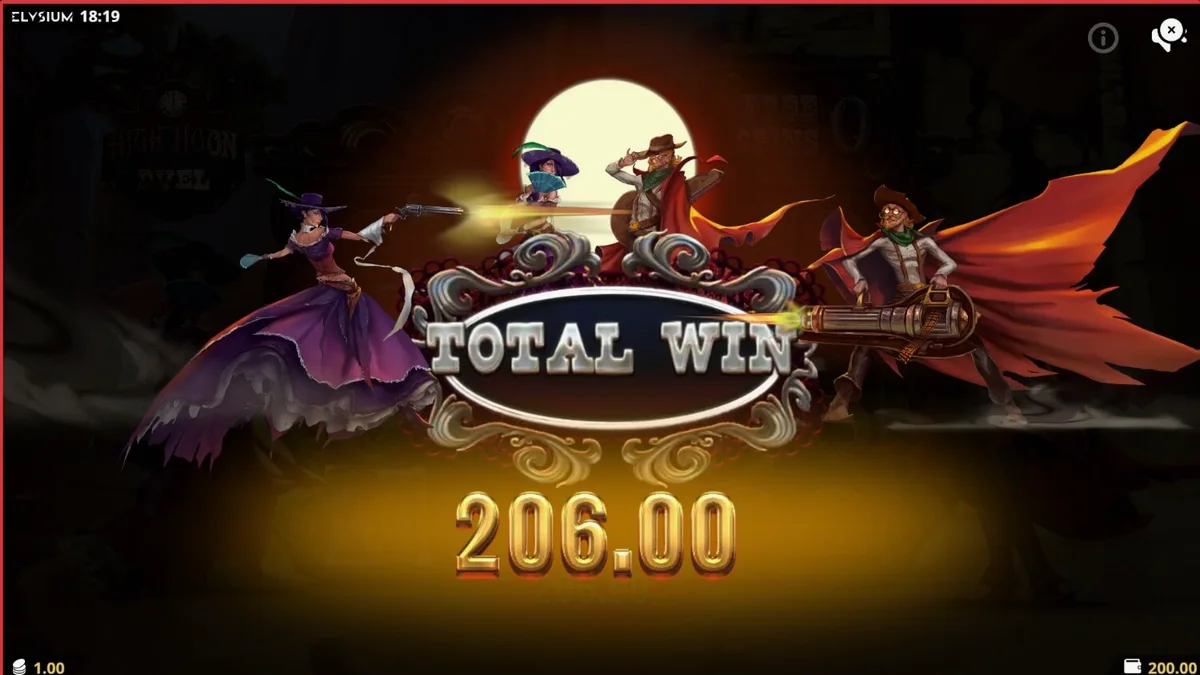 Tampilan visual slot High Noon Duel dengan tema koboi dan gurun